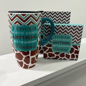 Chic Brown and Teal Mug with Fun Quote